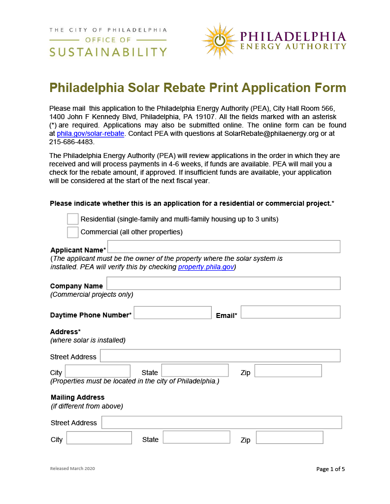 Application Form For Solar Rebate